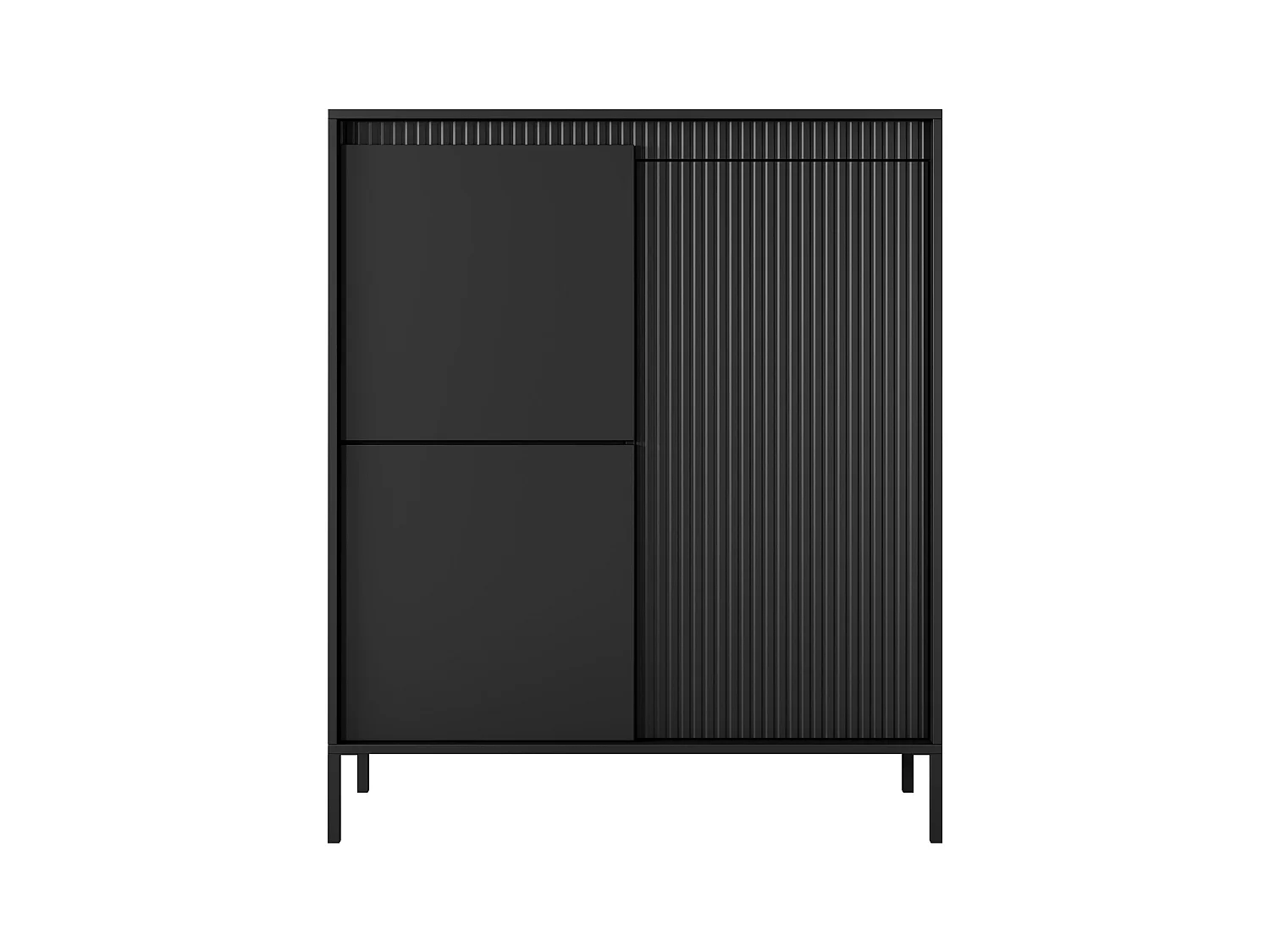 Commode : 3 Portes, Noir, 123,4 X 103,5 X 39,5 Cm