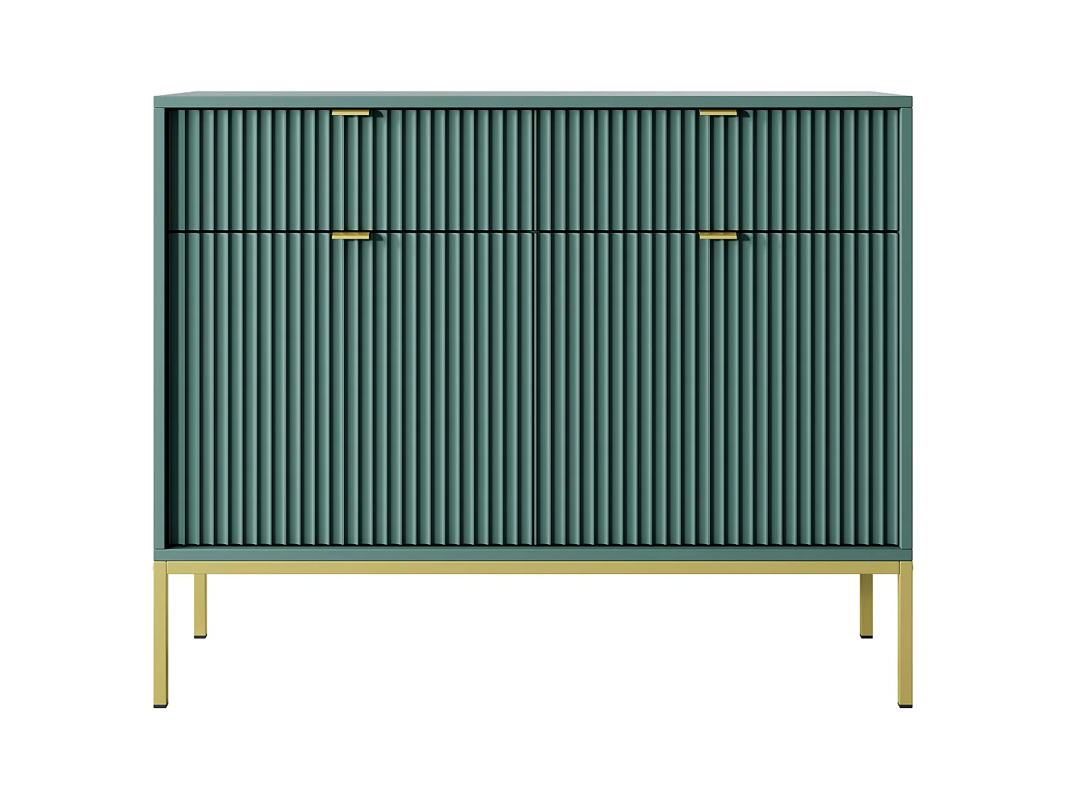 Commode : 2 Tiroirs, 2 Portes, labrador, or, 104 x 83 x 39 cm, poignées dorées