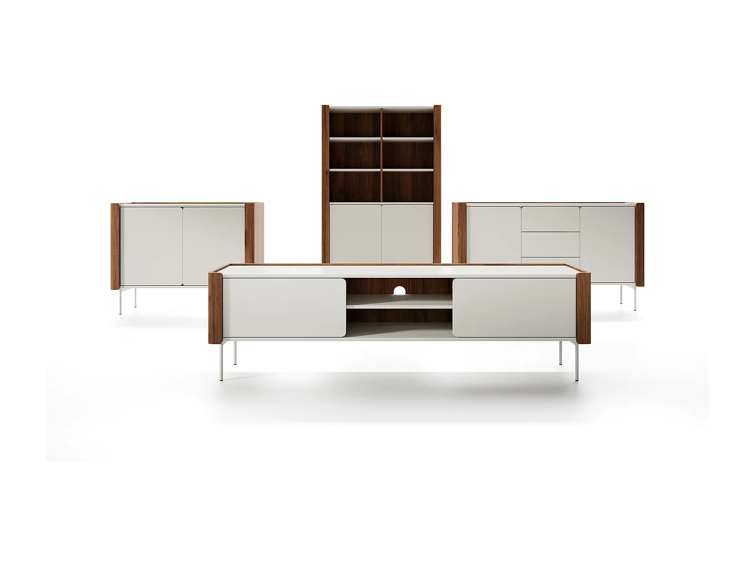 Kommode: 2 Türen, 4 Einlegeböden, Walnuss Ermland / Kaschmir, 105 x 82,5 x 39,9 cm