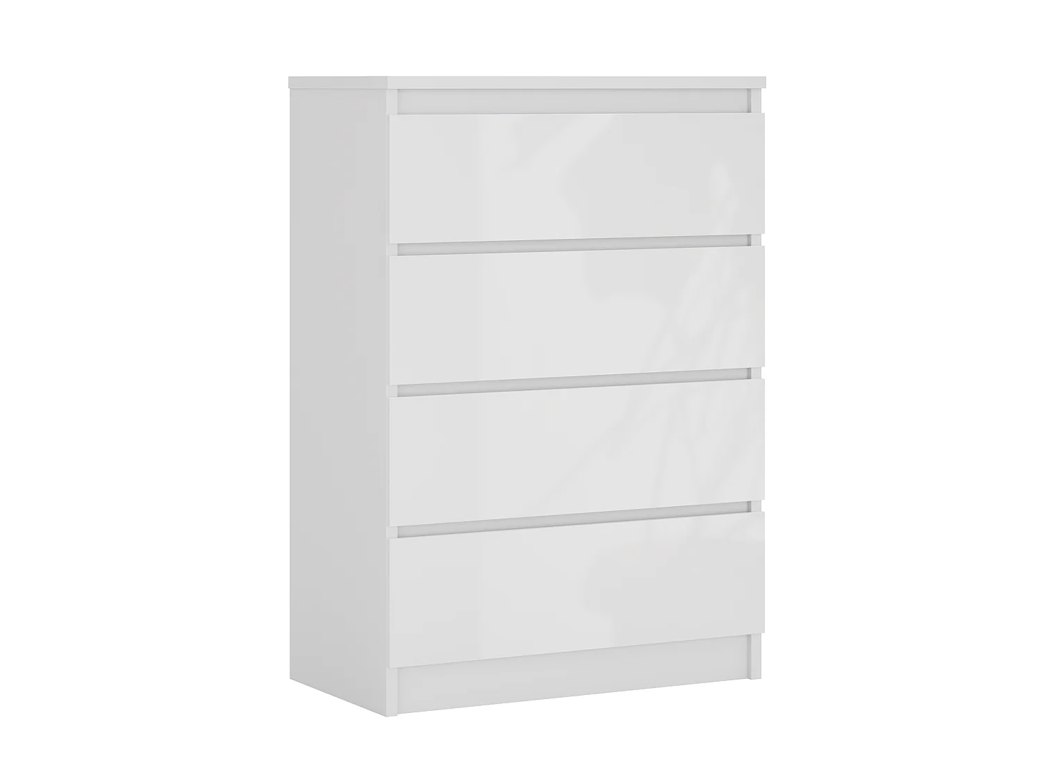 Commode 4 Tiroirs : Blanc Mat / Blanc Brillant, 70 x 39 x 101 cm