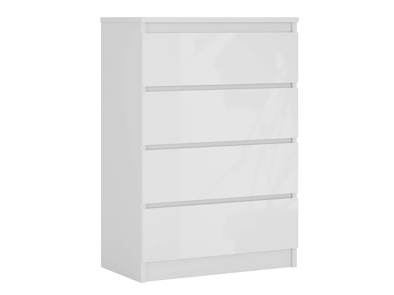 Commode 4 Tiroirs, Blanc Mat / Blanc Brillant, 70 x 39 x 101 cm