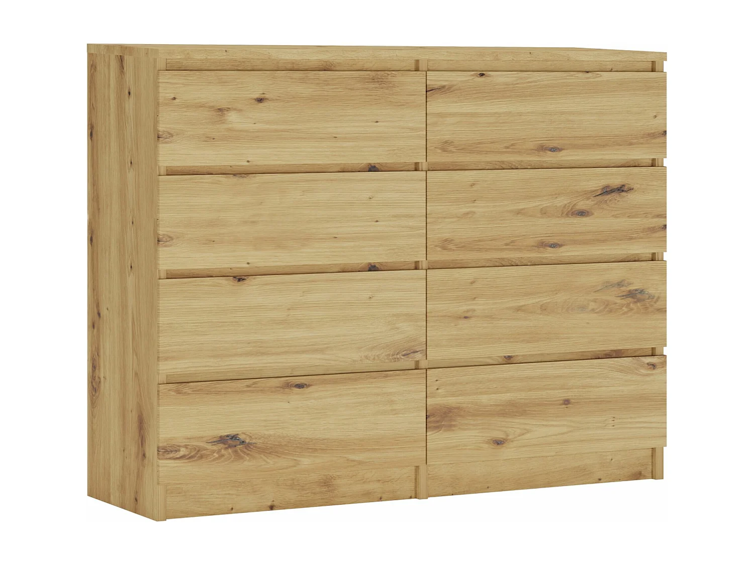 Ladekast met 8 laden: Artisan Oak, 120 x 101 x 39 cm