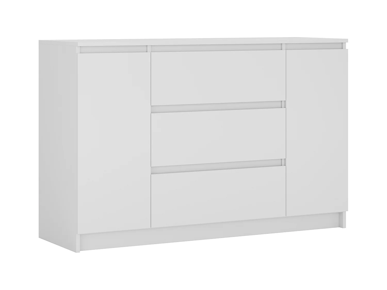 Komoda: Biała Matowa, 120 x 39 x 78 cm, 2 drzwi, 3 szuflady
