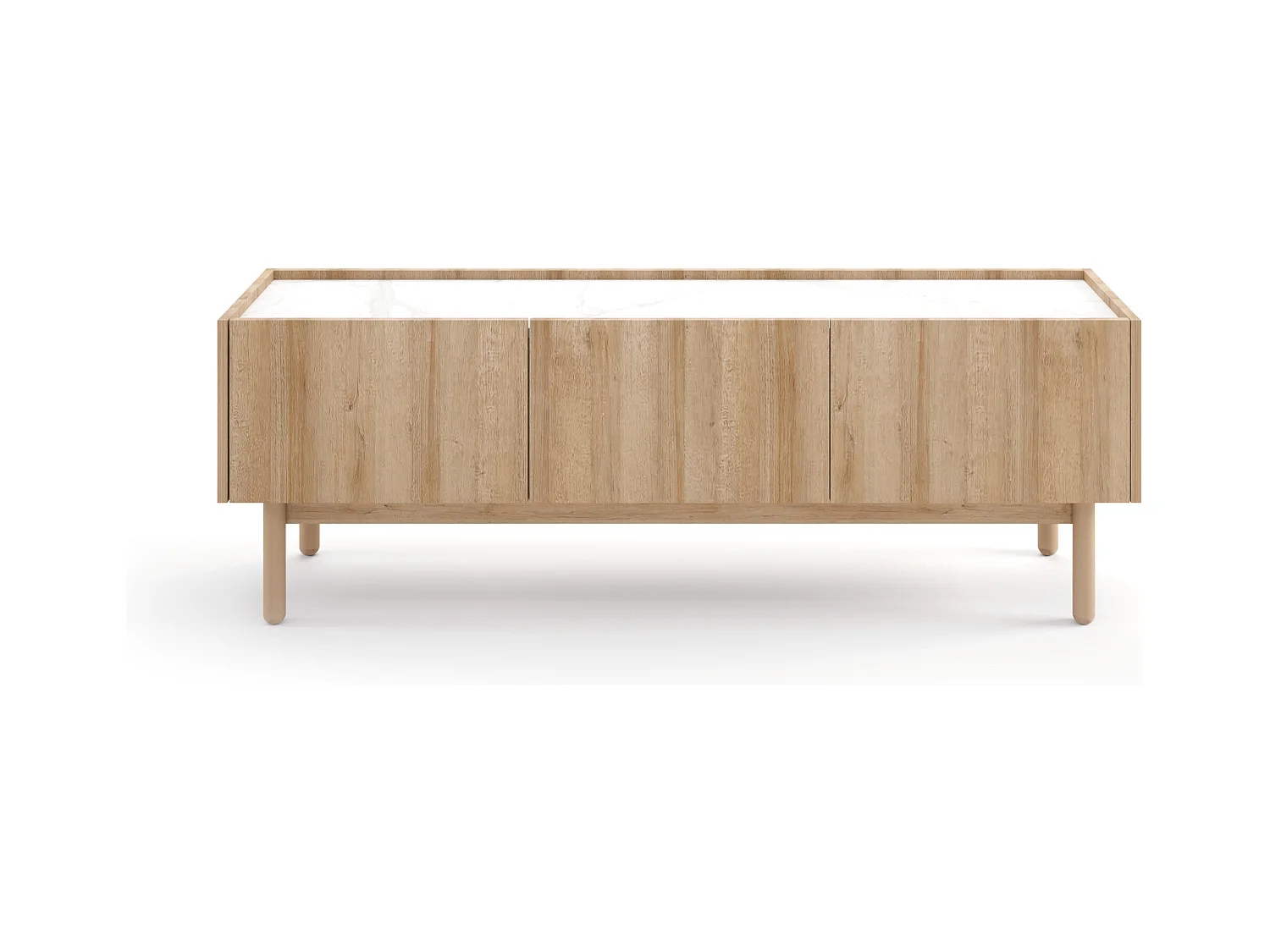 Meuble TV : Chêne Riviera, 144 x 48 x 37 cm