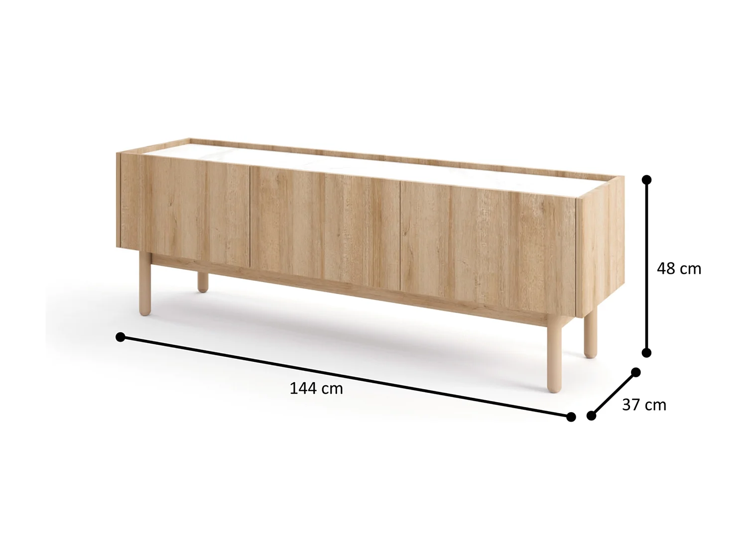 Szafka RTV: dąb Riviera, 144 x 48 x 37 cm
