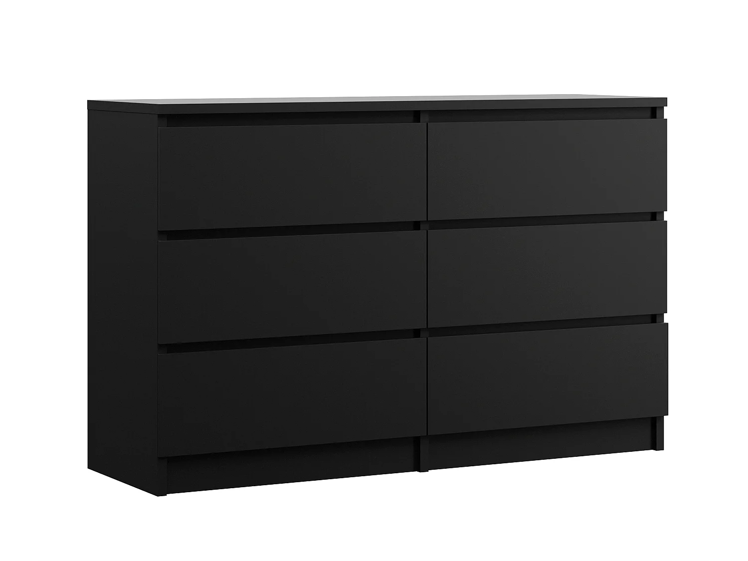 Commode 6 Tiroirs : Noir Mat, 120 x 39 x 79 cm