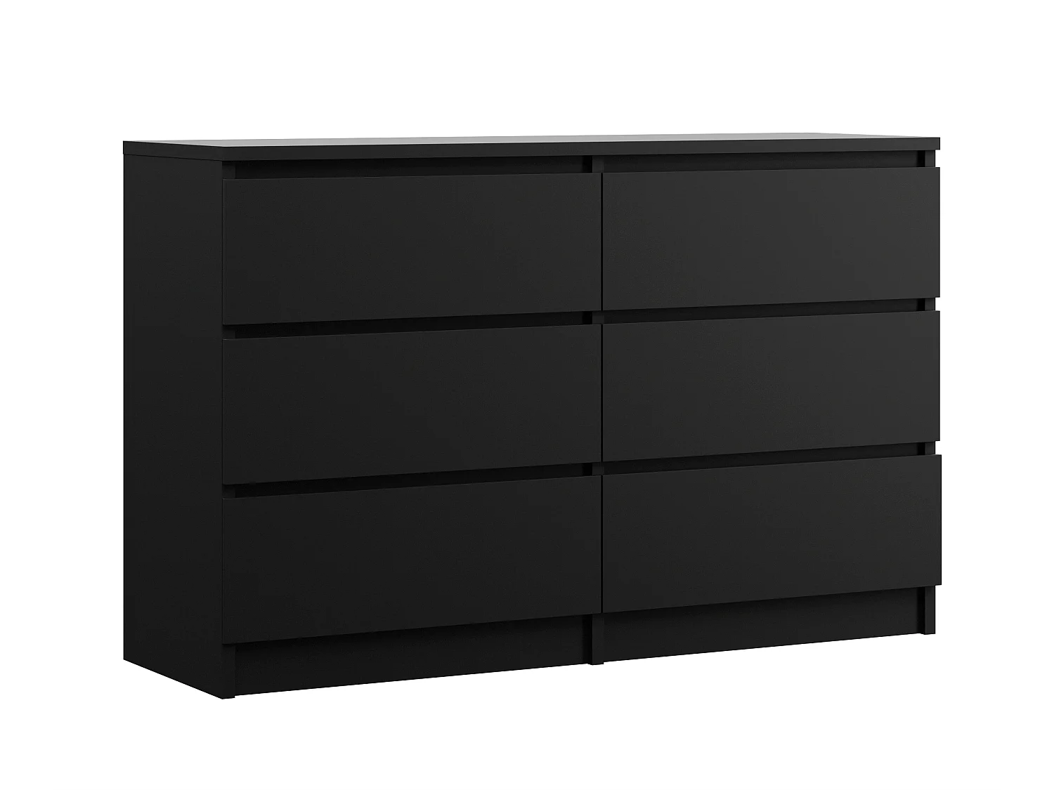 Commode 6 Tiroirs : Noir Mat, 120 x 39 x 79 cm