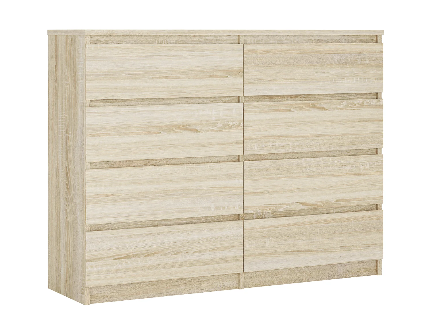 Cassettiera a 8 cassetti, rovere Sonoma, 120 x 39 x 101 cm