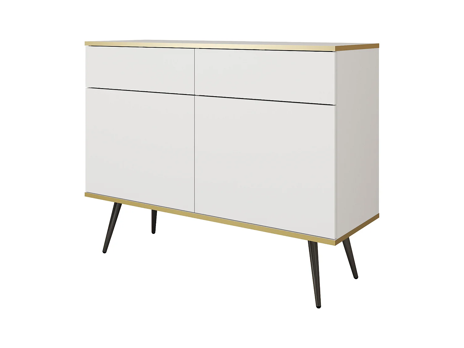 Commode : Blanc, pieds noir, 107 x 85 x 39 cm