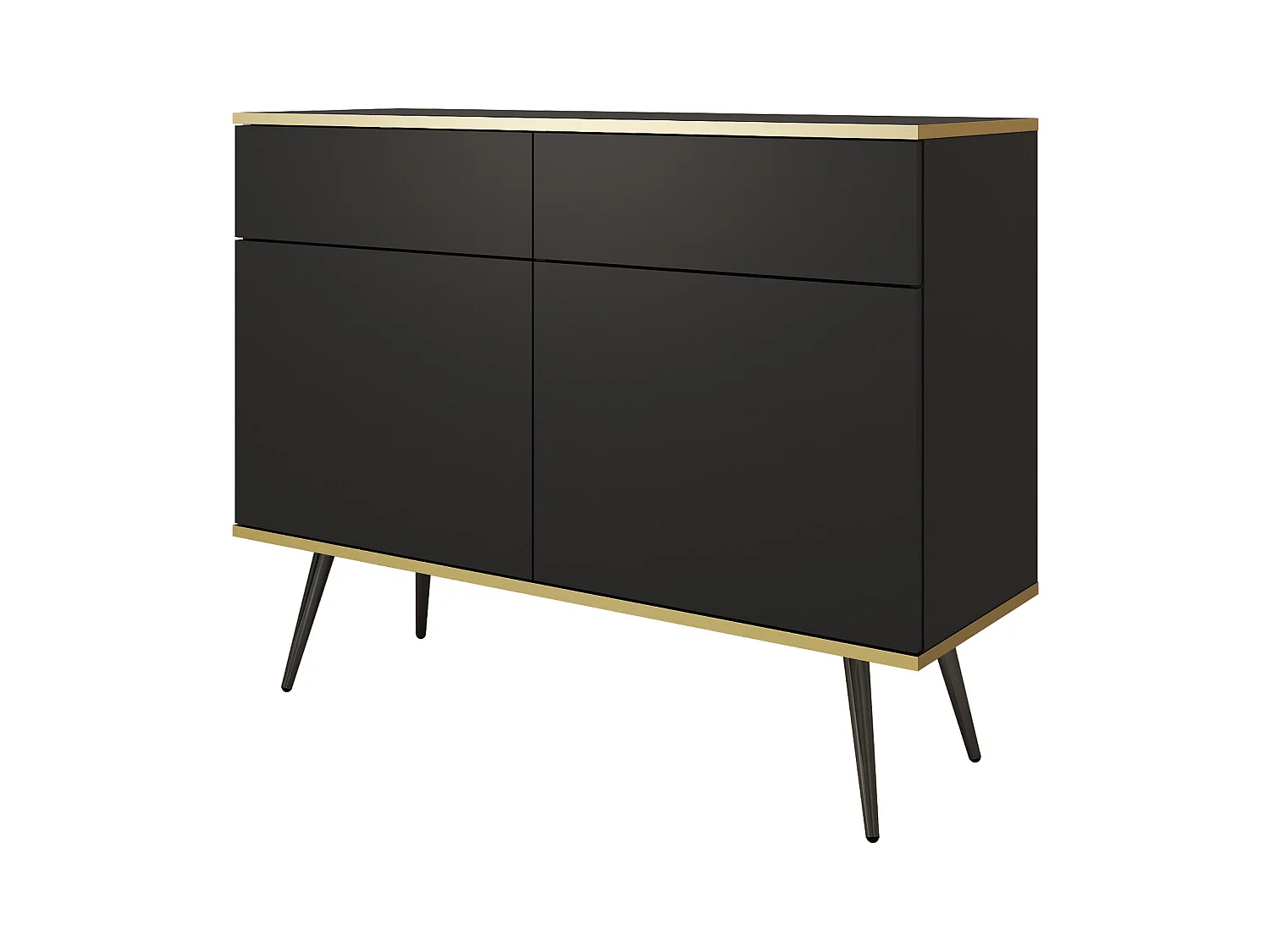 Commode : Noir, pieds noirs, 107 x 85 x 39 cm