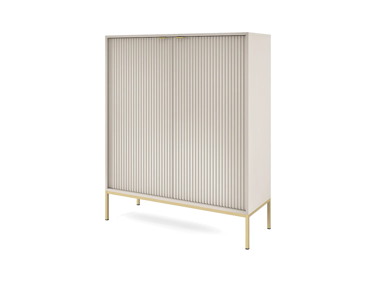 Commode : 2 Portes, Cachemire, doré, 104 x 125 x 39 cm, poignées dorées