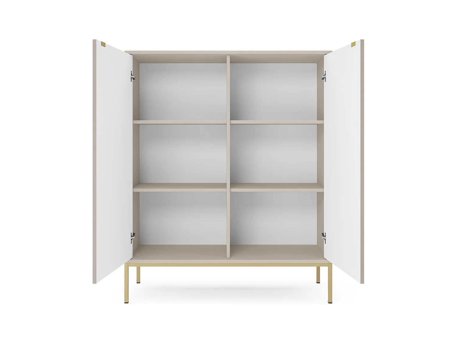 Commode : 2 Portes, Cachemire, doré, 104 x 125 x 39 cm, poignées dorées