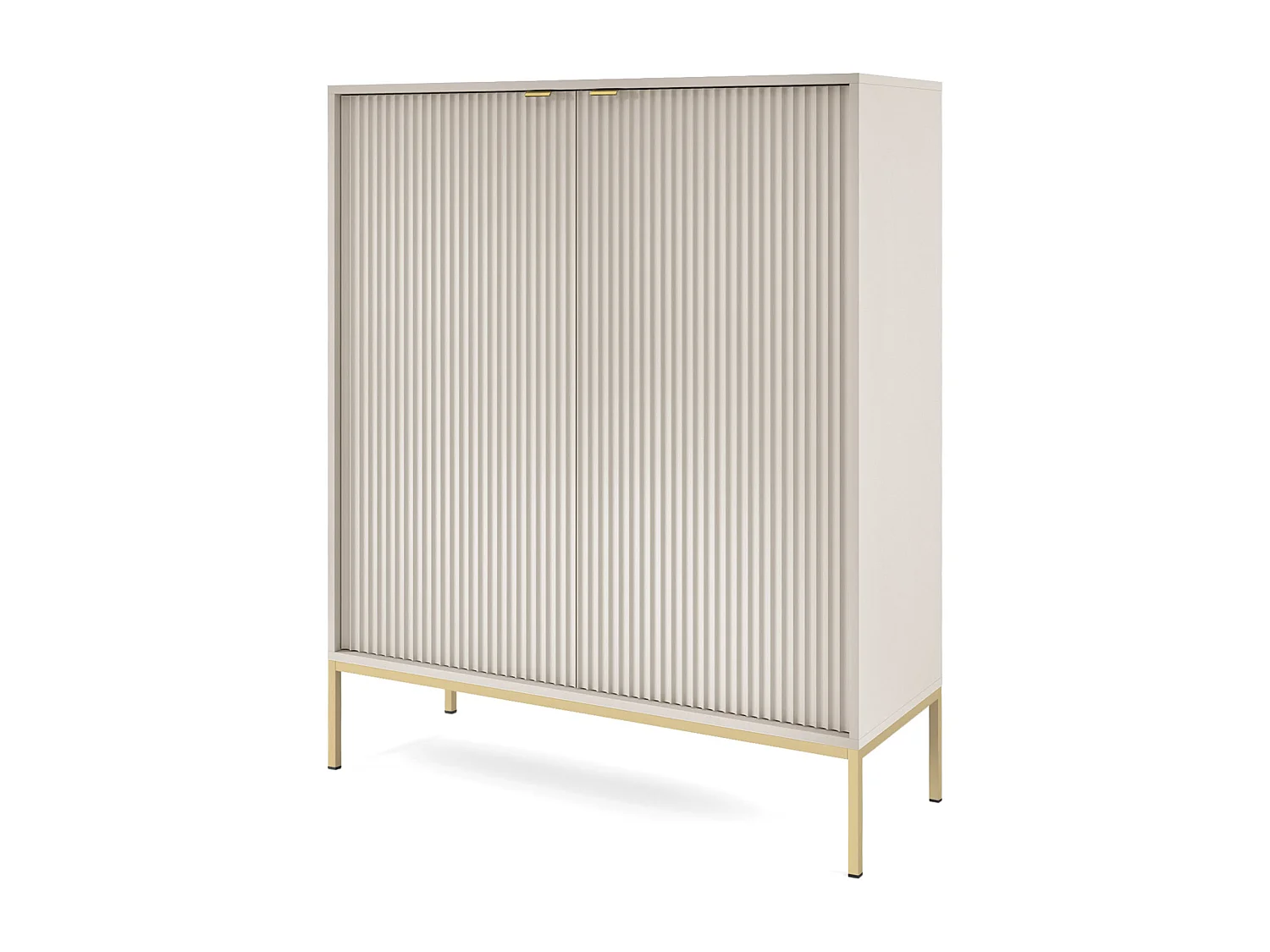 Commode : 2 Portes, Cachemire, doré, 104 x 125 x 39 cm, poignées dorées