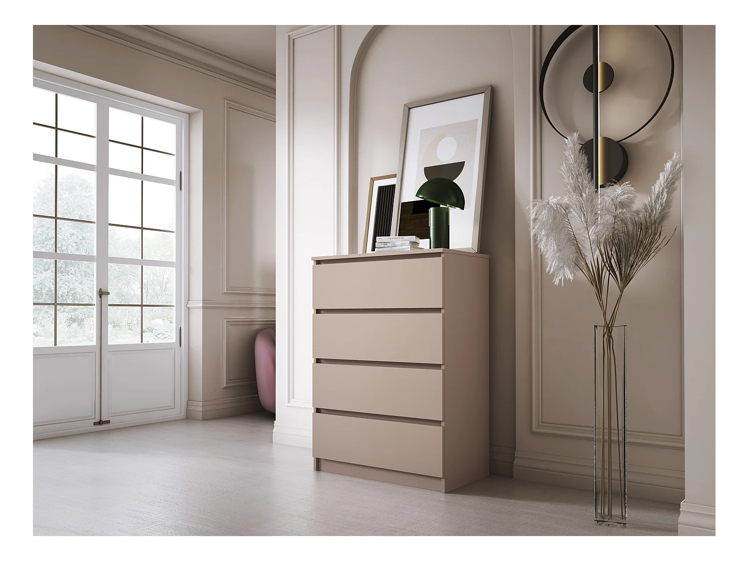 Kommode: 4 Schubladen, Karamell, 70 x 100 x 39 cm