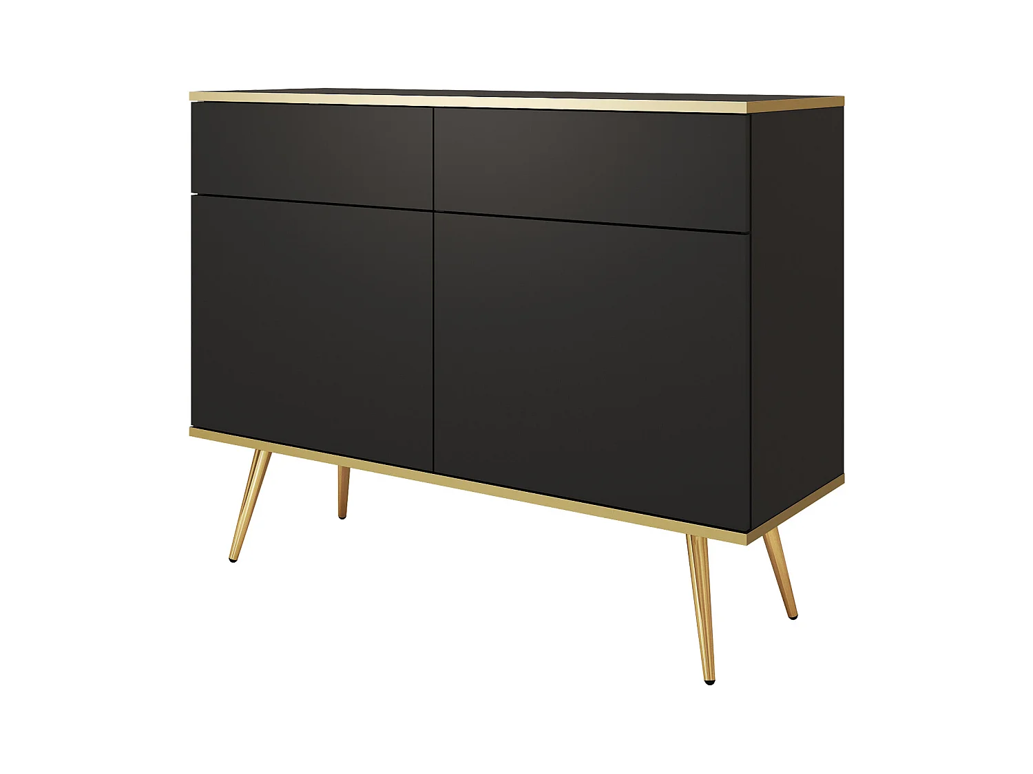 Commode : Noir, pieds dorés, 107 x 85 x 39 cm
