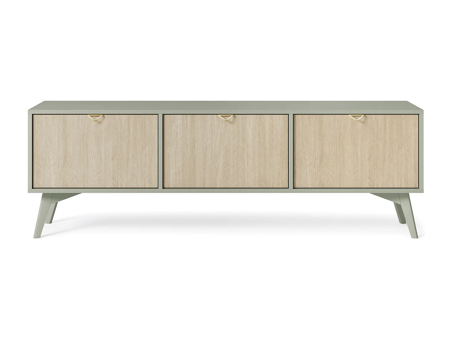 Móvel TV: Eucalyptus Chevrons / Scandi Chevrons, pés de madeira, 158 x 52 x 38cm