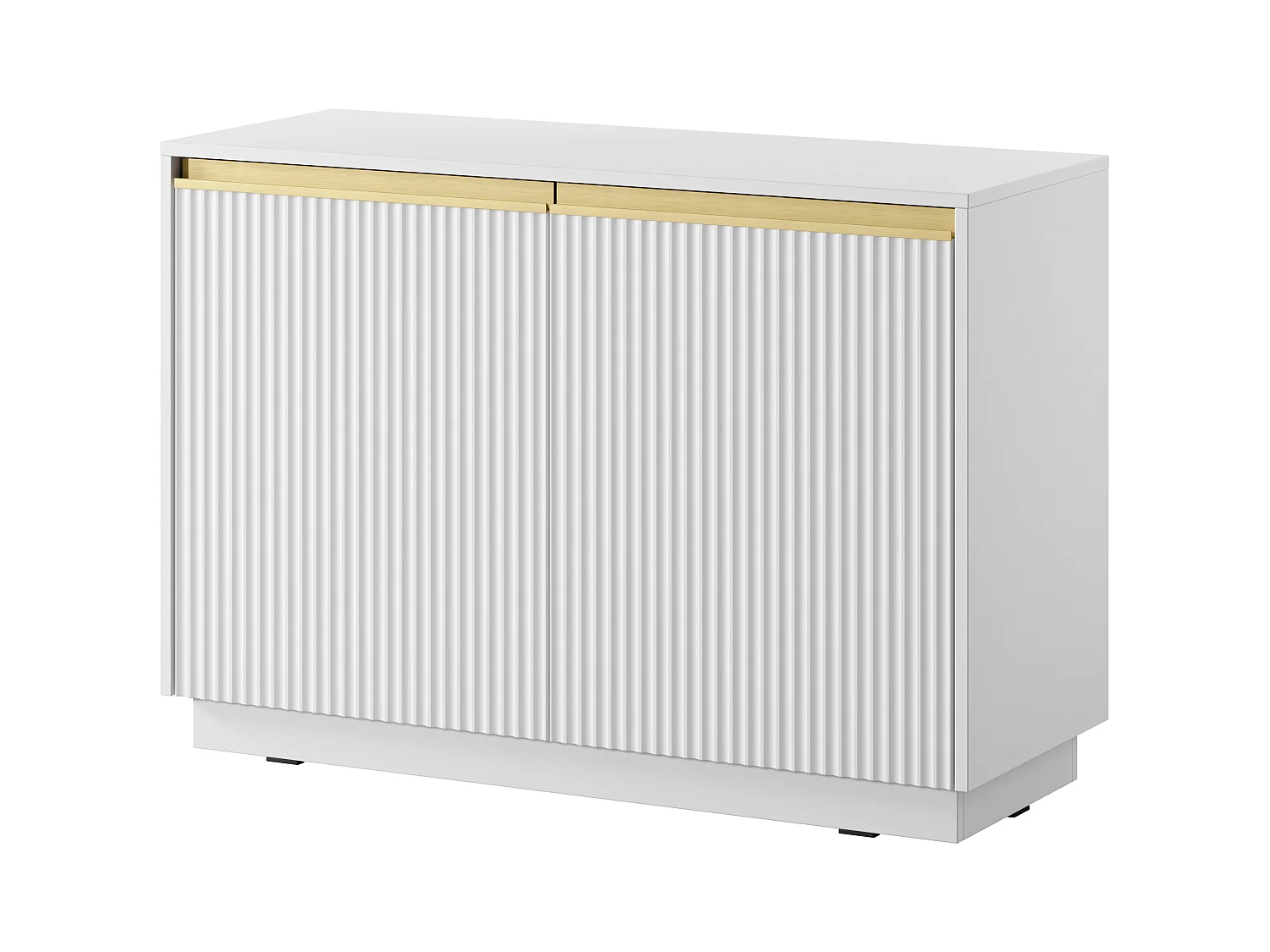 Kommode: 2 Türen, 4 Einlegeböden, Mattweiß, 103,5 x 71,4 x 39 cm