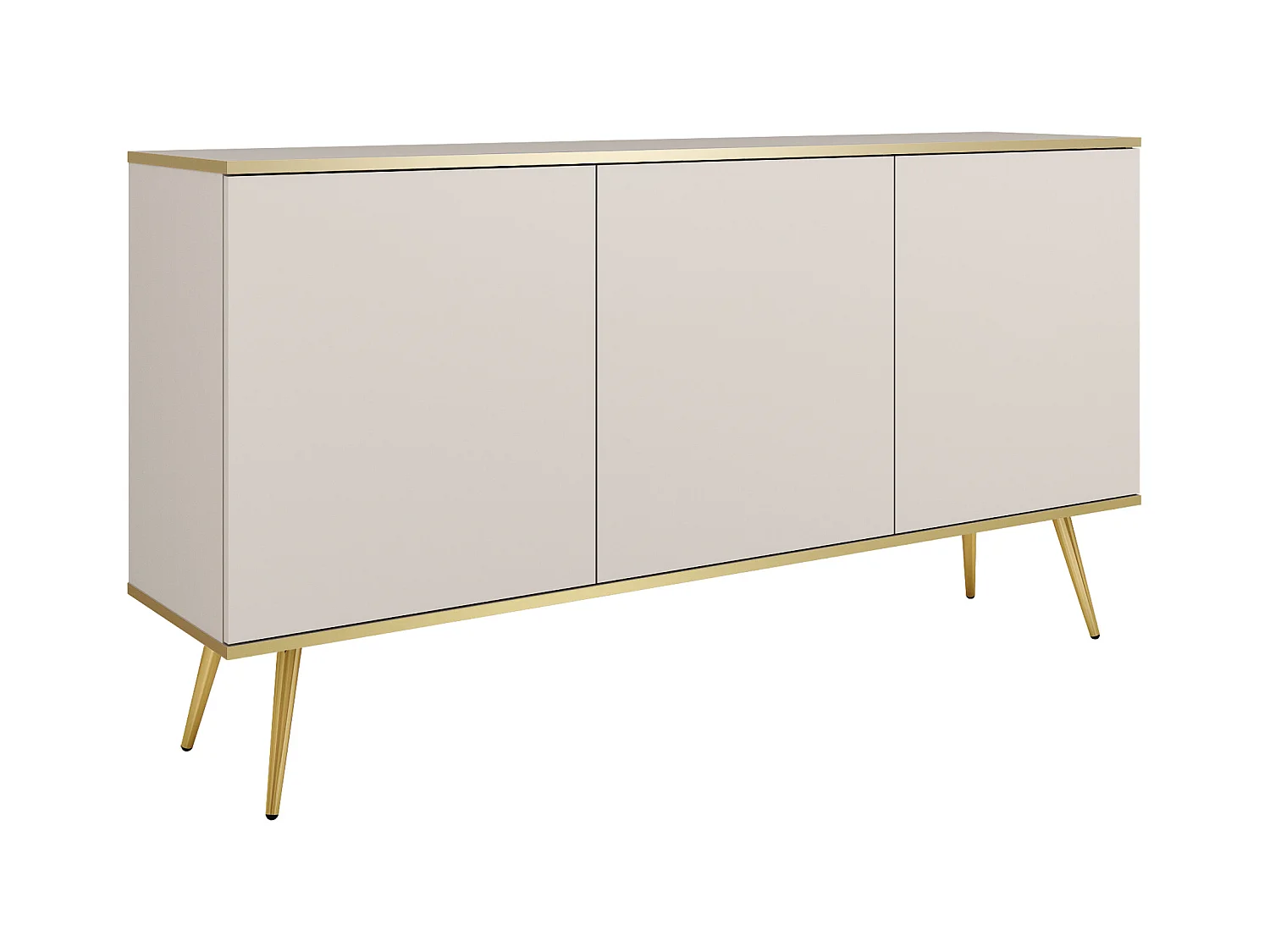 Commode : Beige, pieds dorés, 160 x 85 x 39 cm
