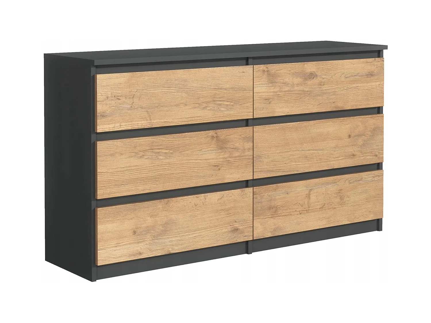 Cómoda con 6 cajones: antracita/roble lancelot, 120 x 79 x 39 cm