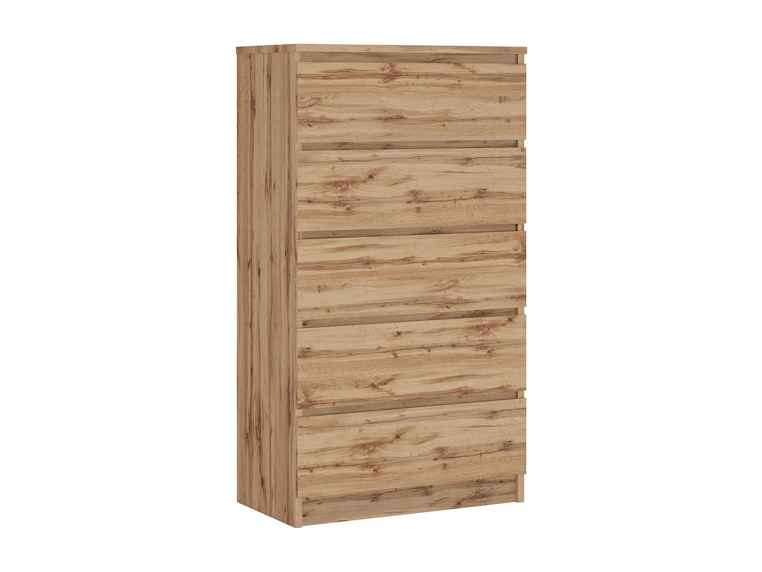 Commode 5 Tiroirs : Chêne Wotan, 70 x 39 x 125 cm
