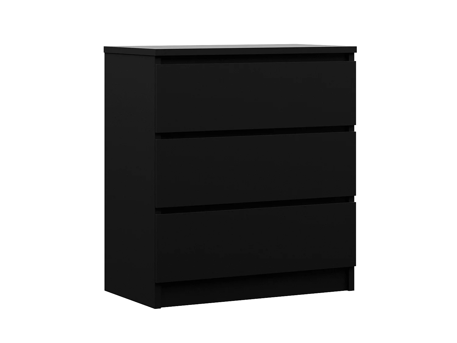 Kommode mit 3 Schubladen, Mattschwarz, 70 x 39 x 79 cm