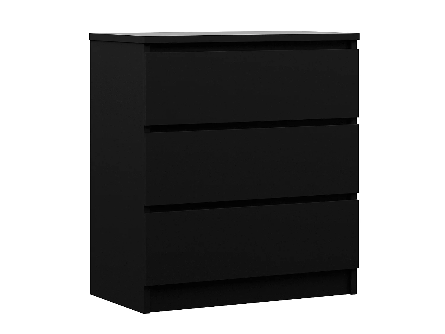 Commode 3 Tiroirs, Noir Mat, 70 x 39 x 79 cm