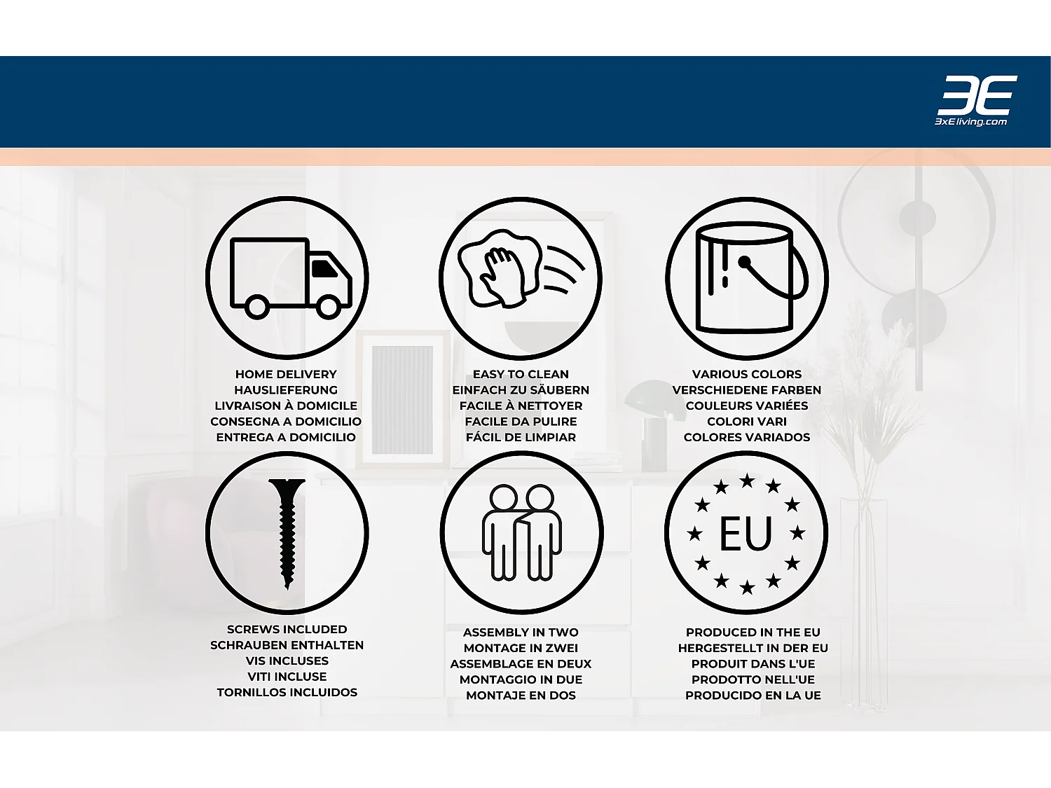 Commode, Chêne Wotan / Noir, 120 x 78 x 39 cm, 2 portes, 3 tiroirs