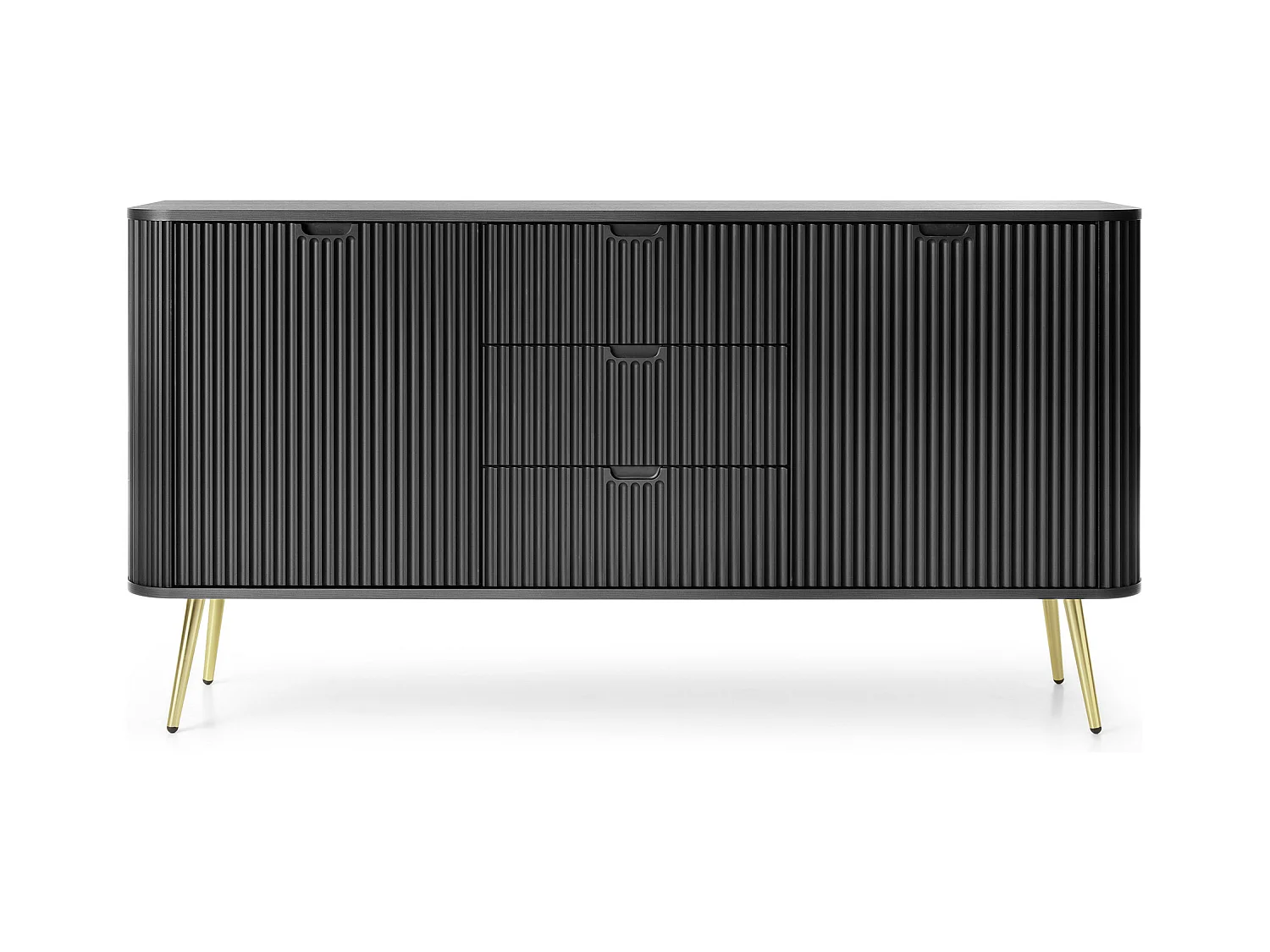 Komoda czarna, nogi: złote, 168 x 87 x 39 cm