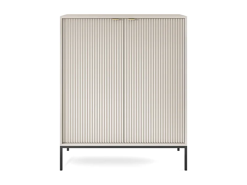 Kommode: 2 Türen, Kaschmir, Schwarz, 104 x 125 x 39 cm, goldene Griffe