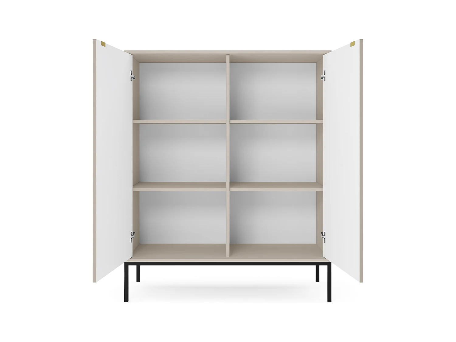 Komoda: 2 drzwi, kaszmir, czarna, 104 x 125 x 39 cm, złote uchwyty