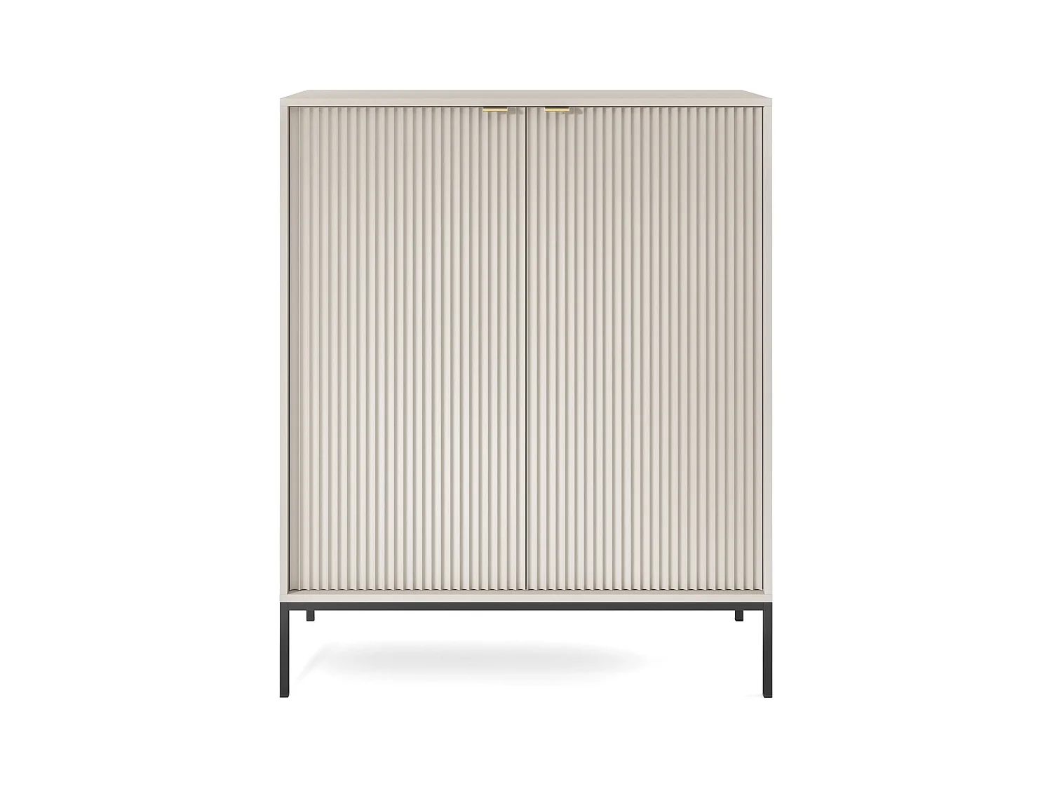 Commode : 2 Portes, Cachemire, Noir, 104 x 125 x 39 cm, poignées dorées