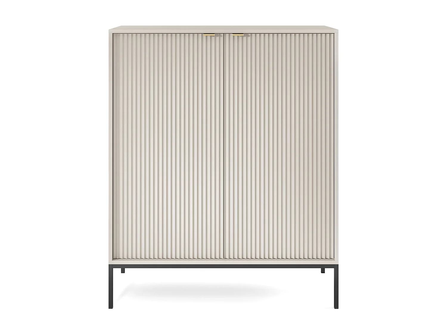 Commode : 2 Portes, Cachemire, Noir, 104 x 125 x 39 cm, poignées dorées