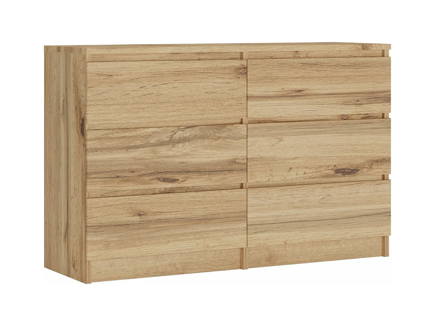 Komoda z 6 szufladami: Dąb Wotan, 120 x 39 x 79 cm