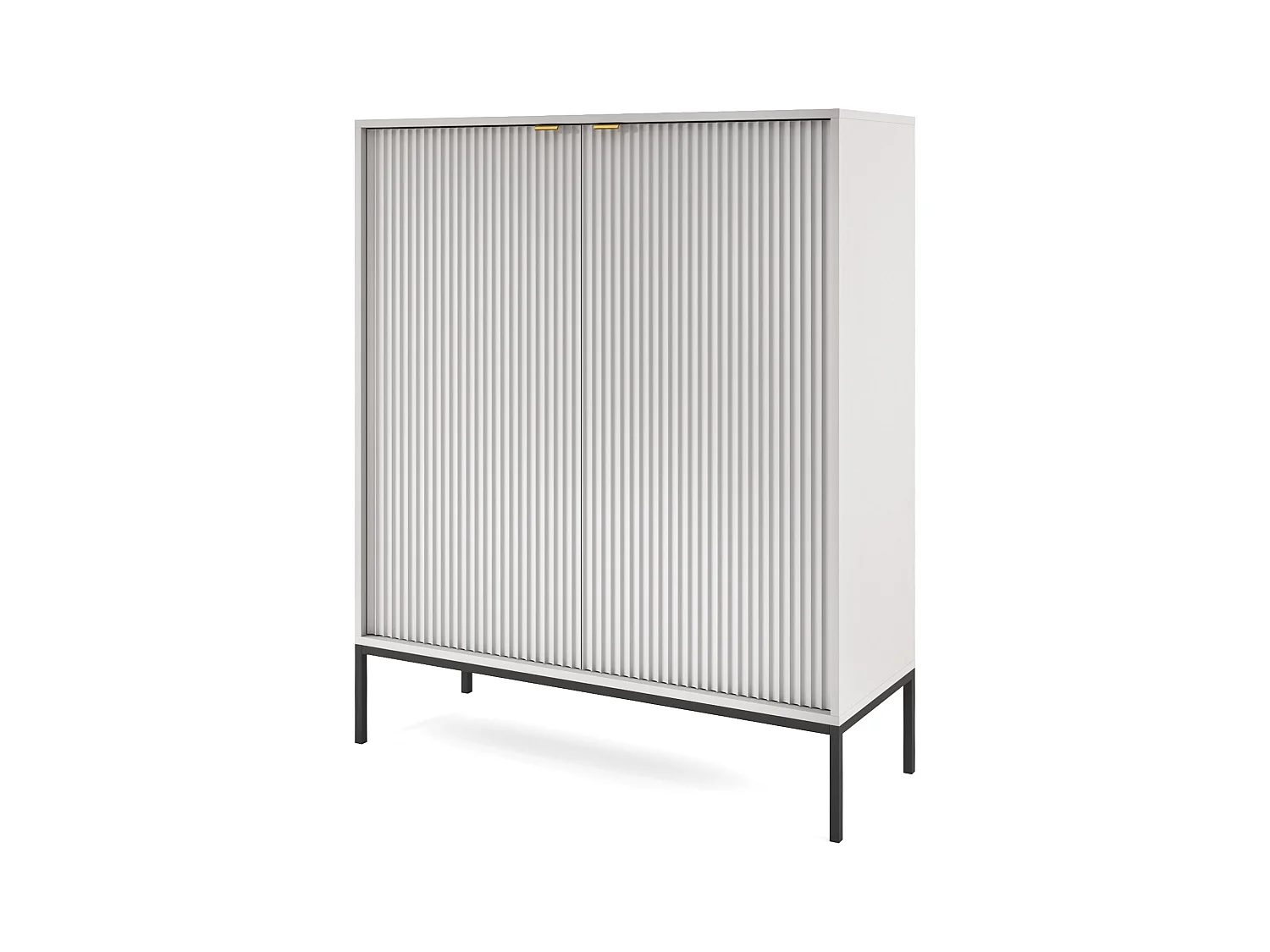 Komoda: 2 drzwi, szary, czarny, 104 x 125 x 39 cm, złote uchwyty