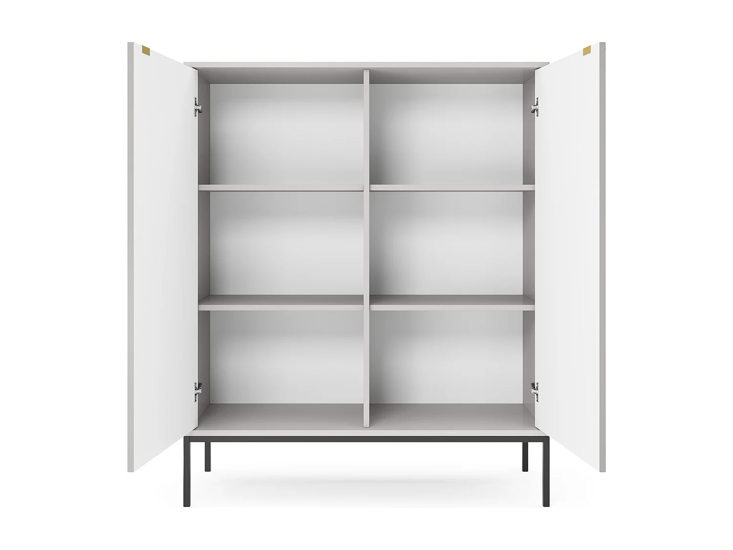 Komoda: 2 drzwi, szary, czarny, 104 x 125 x 39 cm, złote uchwyty