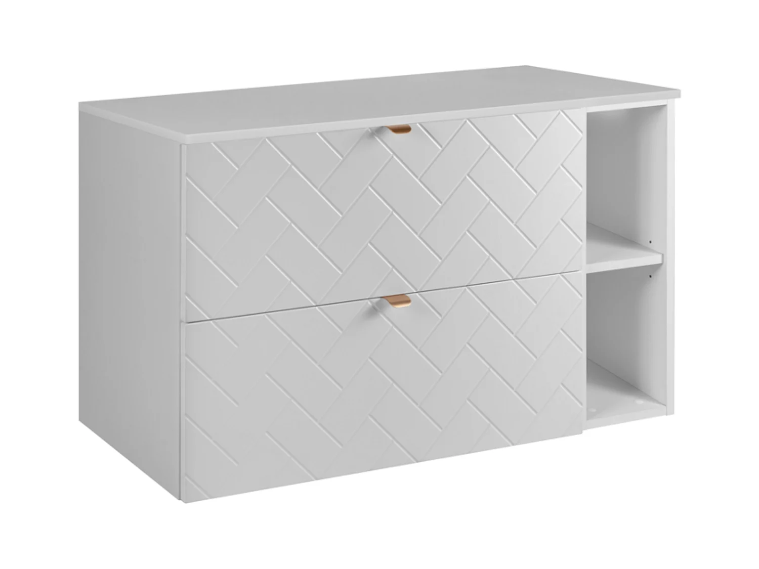 Meuble de salle de bain, Blanc Mat, 100 x 57 x 46 cm, poignées dorées