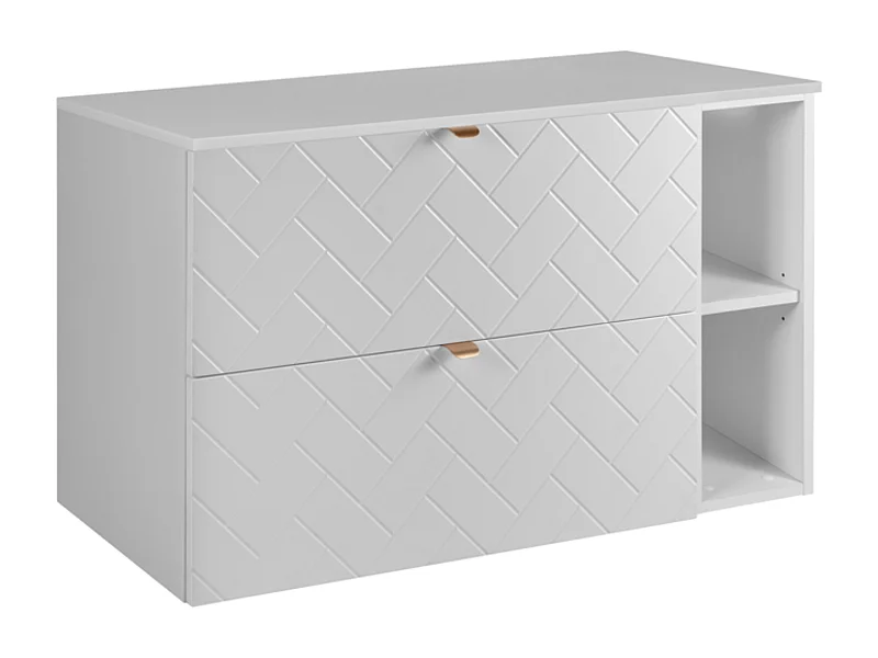 Meuble de salle de bain, Blanc Mat, 100 x 57 x 46 cm, poignées dorées