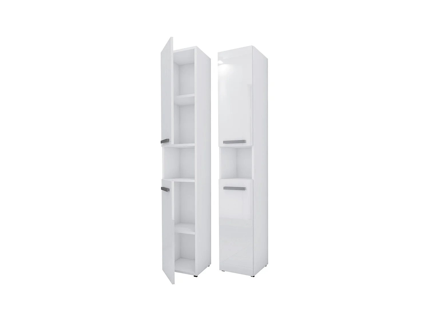 Meuble de salle de bain, Blanc Mat / Blanc Brillant, 30 x 174 x 30 cm