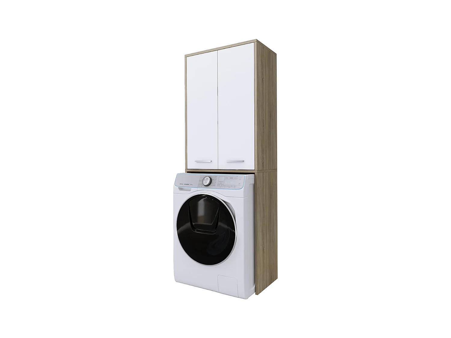 Mueble para lavadora, blanco mate, roble Sonoma, 31 x 64 x 180 cm