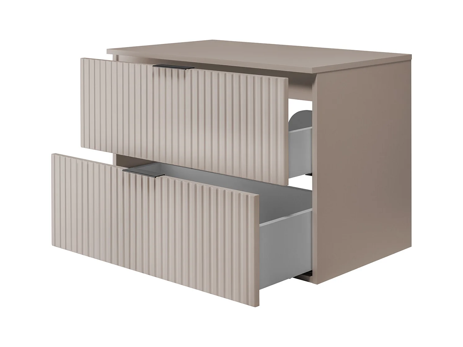 Meuble vasque, Cachemire, 80 x 57 x 46 cm, poignée noire + Plan de travail