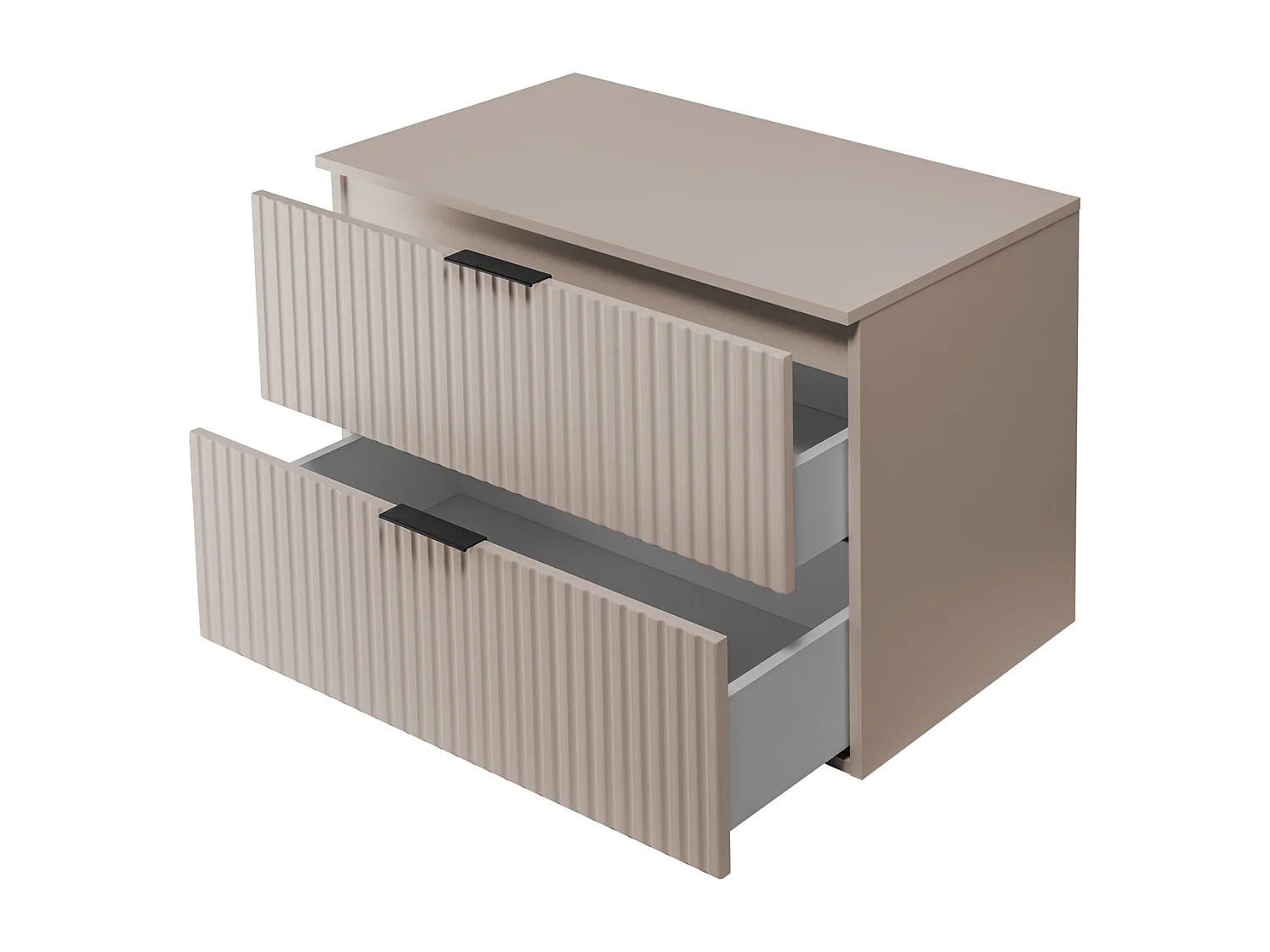 Meuble vasque, Cachemire, 80 x 57 x 46 cm, poignée noire + Plan de travail