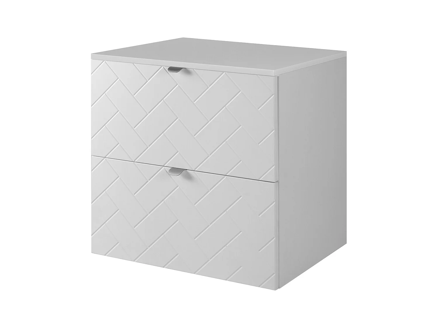 Meuble de salle de bain, Blanc Mat, 60 x 57 x 46 cm, poignées argentées