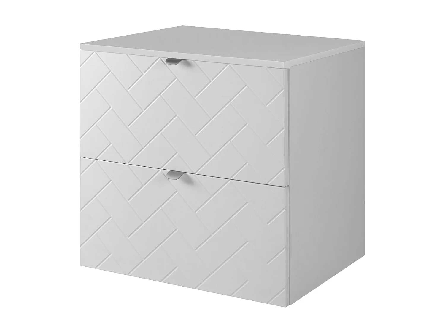 Meuble de salle de bain, Blanc Mat, 60 x 57 x 46 cm, poignées argentées