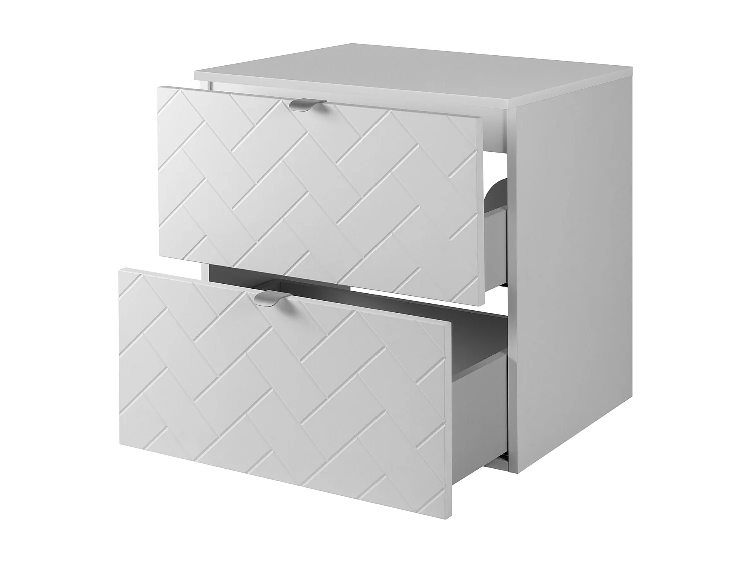 Meuble de salle de bain, Blanc Mat, 60 x 57 x 46 cm, poignées argentées