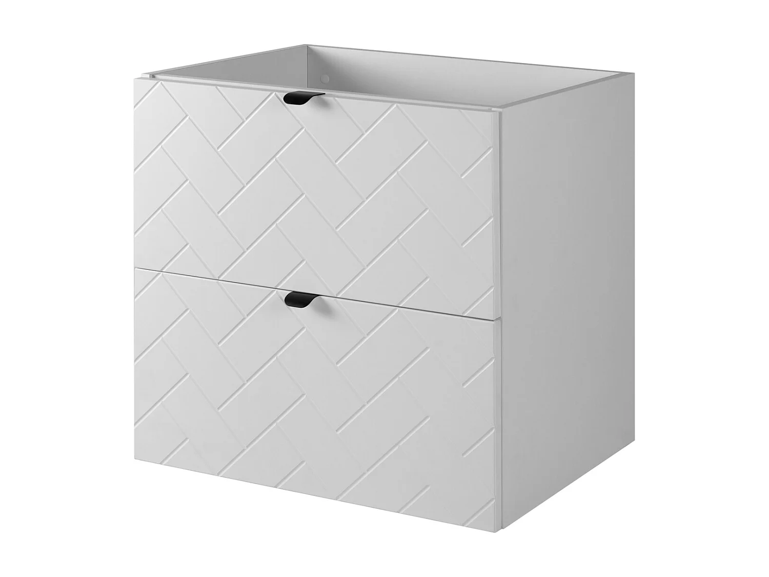 Meuble de salle de bain, Blanc Mat, 60 x 57 x 46 cm, poignées noires