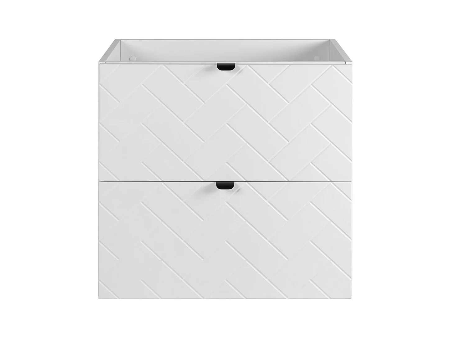 Meuble de salle de bain, Blanc Mat, 60 x 57 x 46 cm, poignées noires