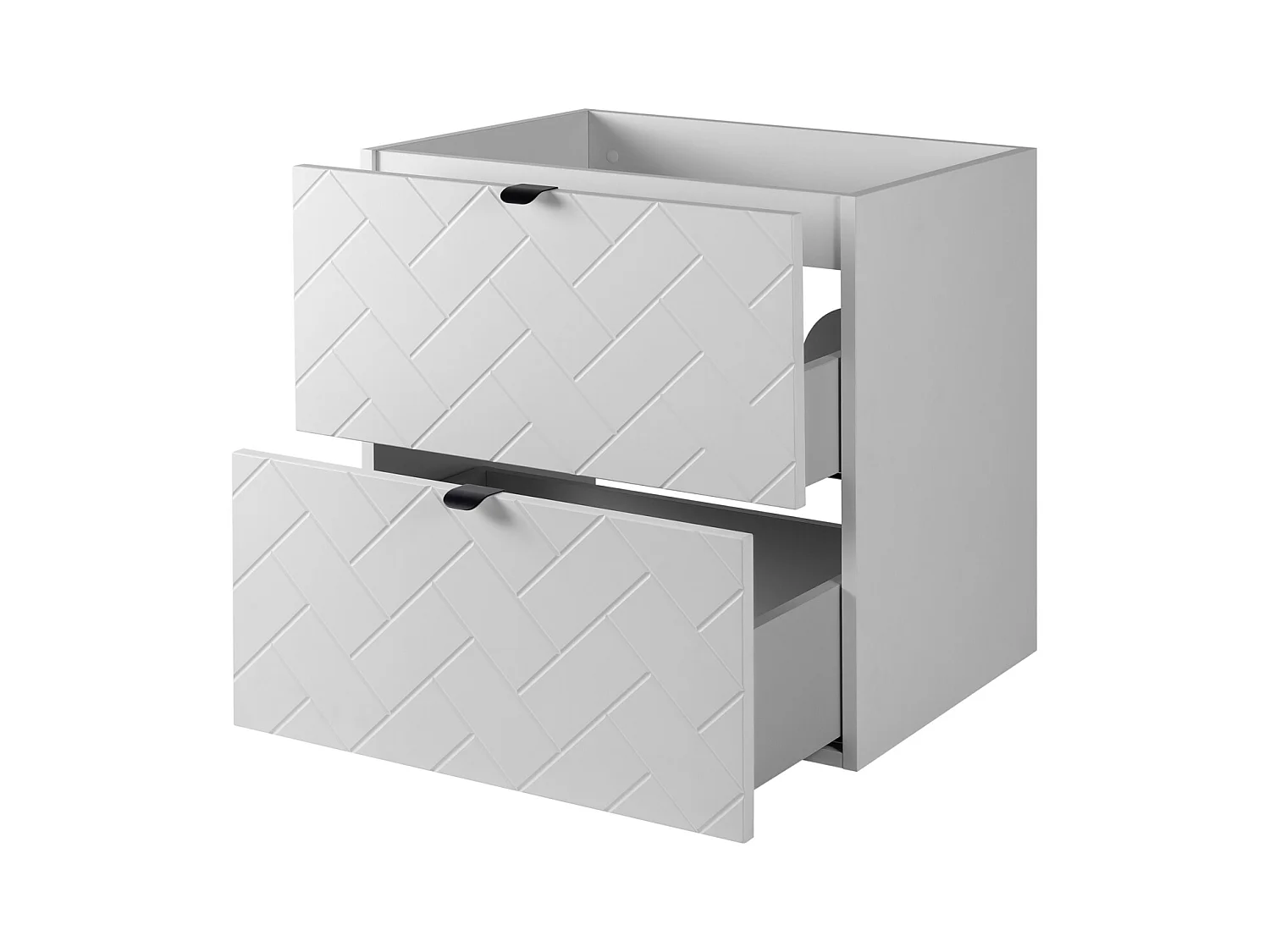 Meuble de salle de bain, Blanc Mat, 60 x 57 x 46 cm, poignées noires