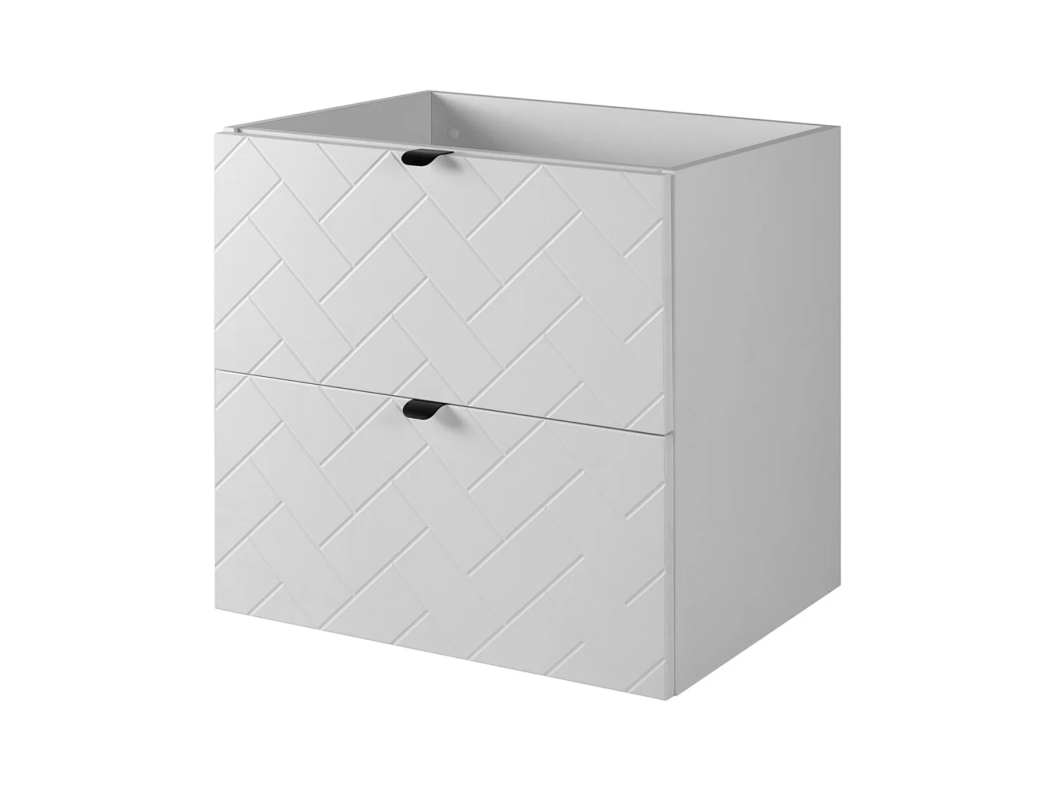 Meuble de salle de bain, Blanc Mat, 60 x 57 x 46 cm, poignées noires