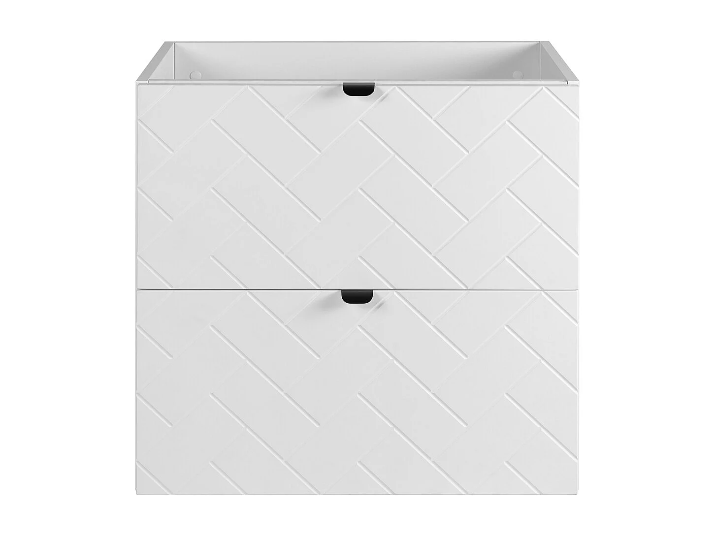 Meuble de salle de bain, Blanc Mat, 60 x 57 x 46 cm, poignées noires