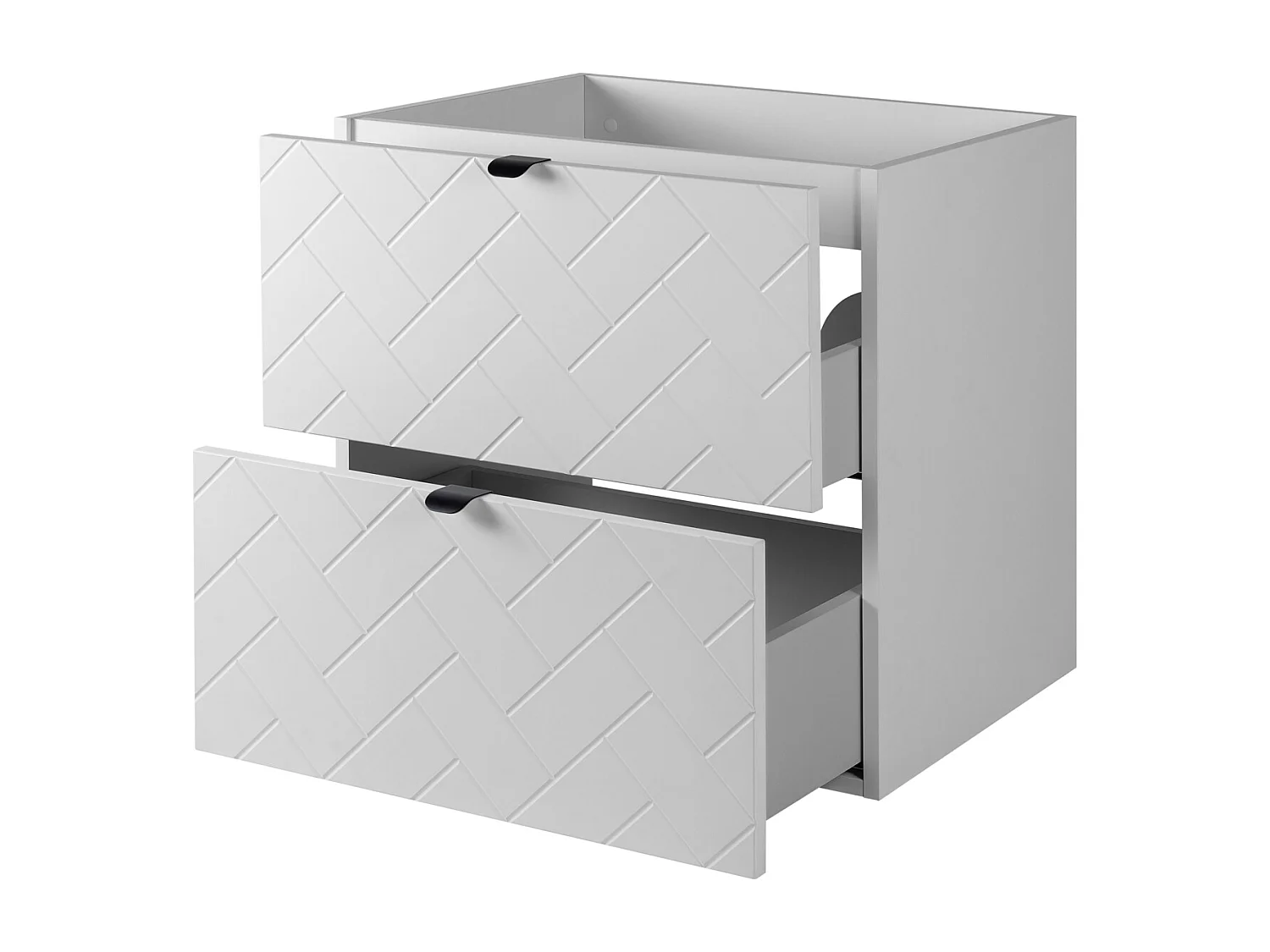 Meuble de salle de bain, Blanc Mat, 60 x 57 x 46 cm, poignées noires